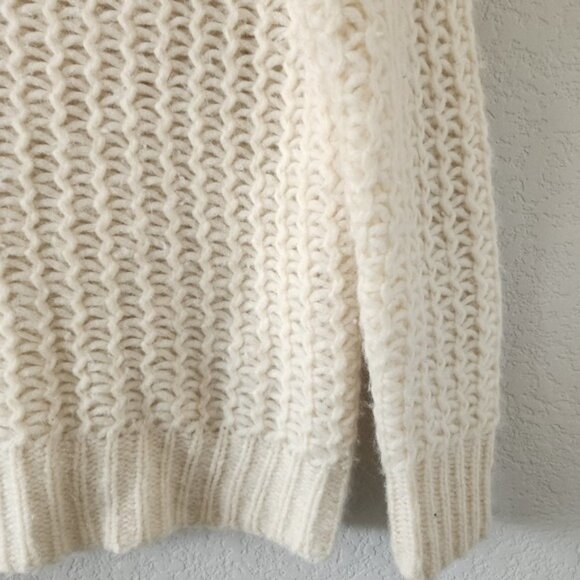 Theory Astral Alpaca Silk Open Chunky Knit Mock Neck Sweater Ivory Minimalist S - Picture 9 of 12